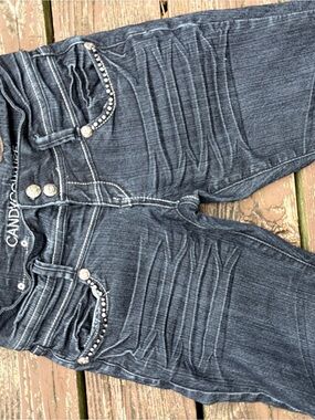 Candy Couture Dark Wash Women's Ankle Jeans with Studded Pockets